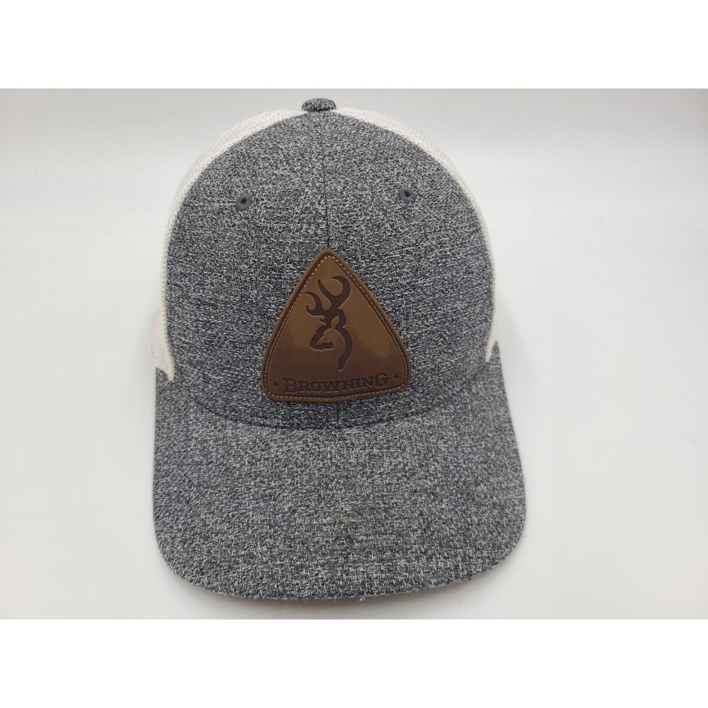 Browning Mesh Trucker Snapback Hat Cap Hunt‎ Fish Outdoors Men Women Gray White